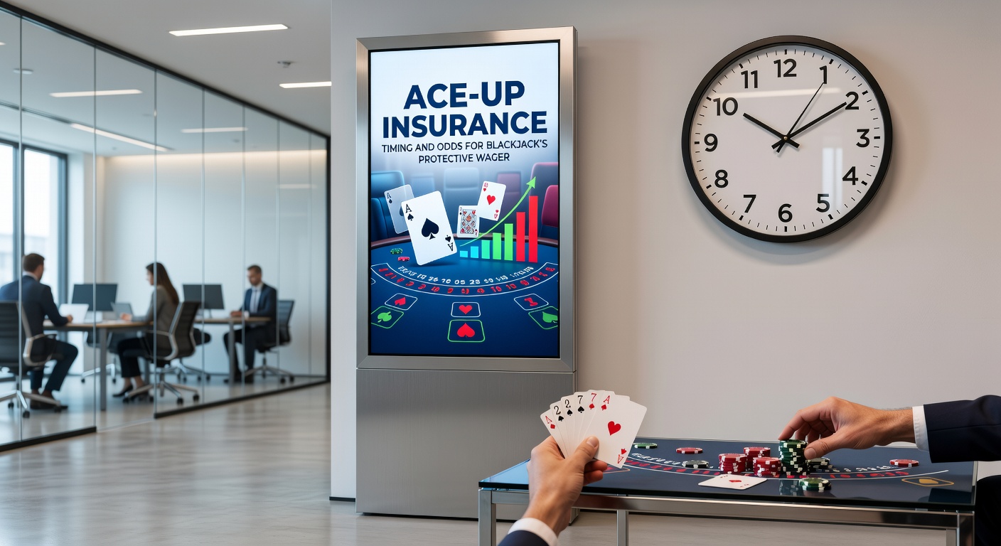 Close-up of blackjack insurance bet payout at 2:1, with dealer flipping ten for blackjack while player collects insurance chips