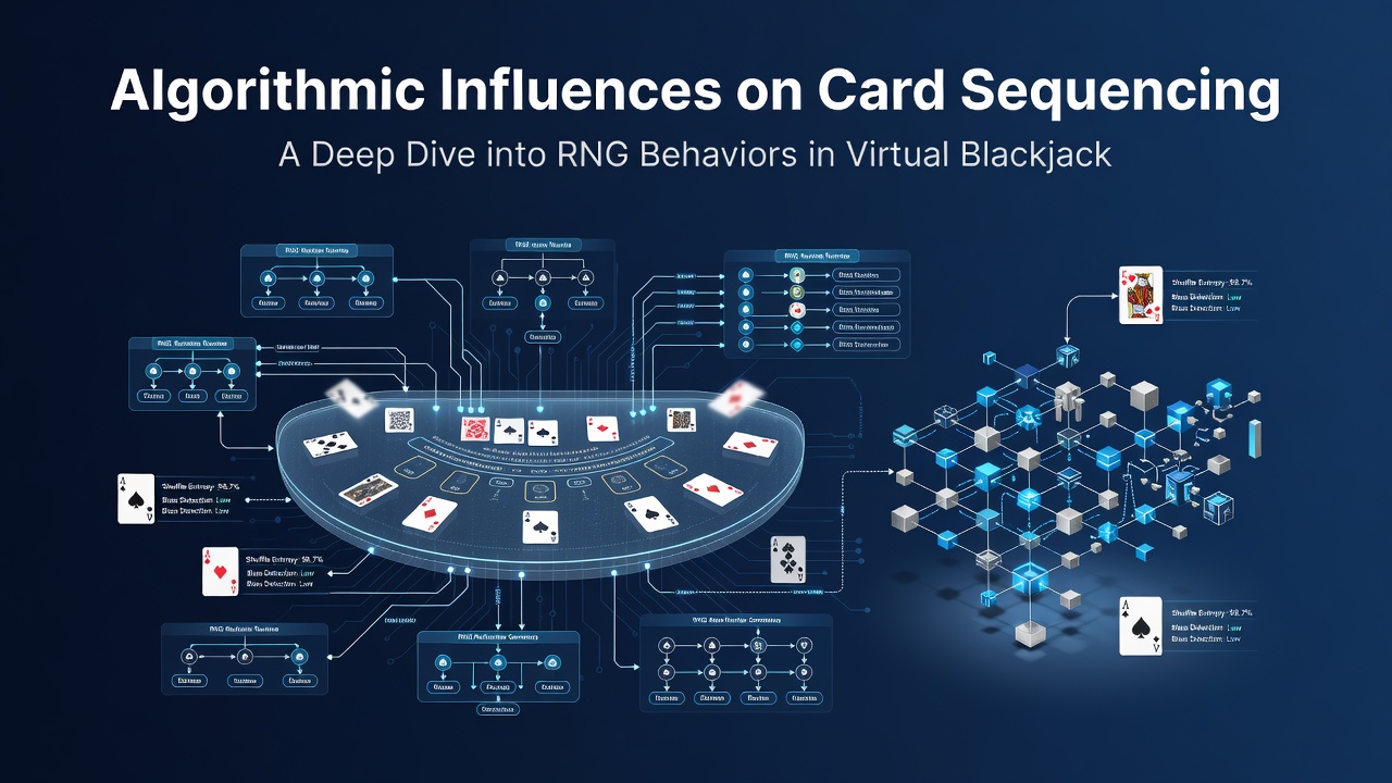 Illustration of RNG algorithm generating card sequences for virtual blackjack tables