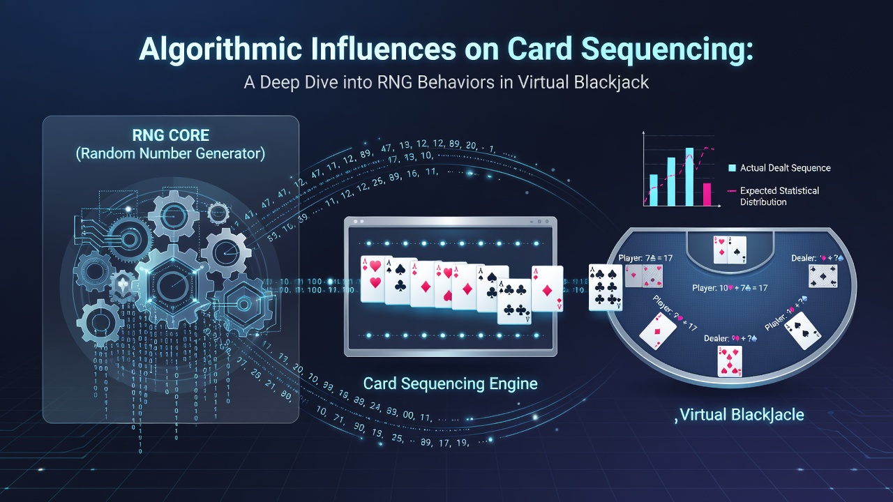 Graph displaying probability distributions across multiple RNG shuffle cycles in virtual blackjack