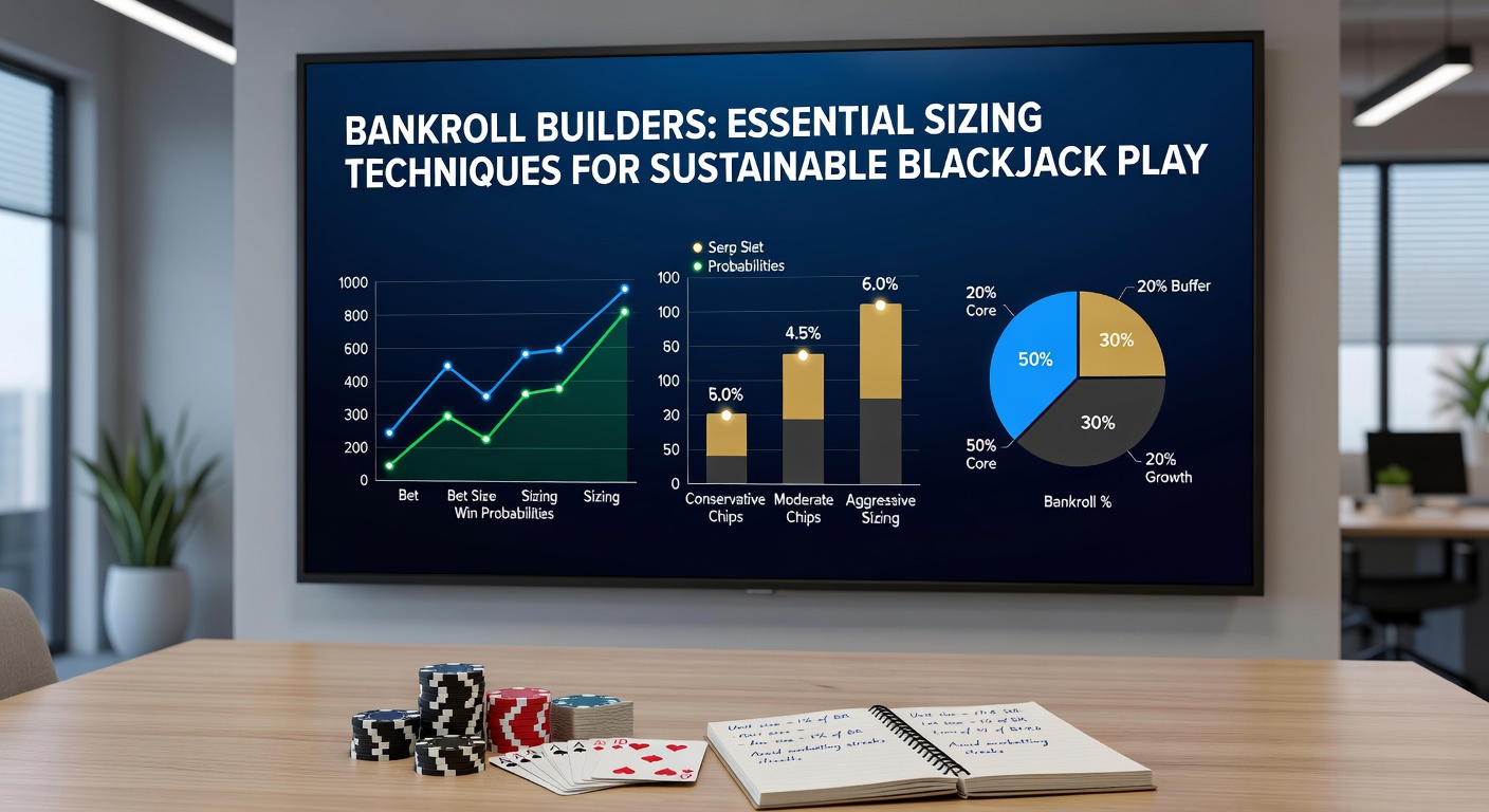 Graph depicting Kelly Criterion bet sizing curves in blackjack, with lines for full Kelly, half Kelly, and conservative variants against bankroll fluctuations