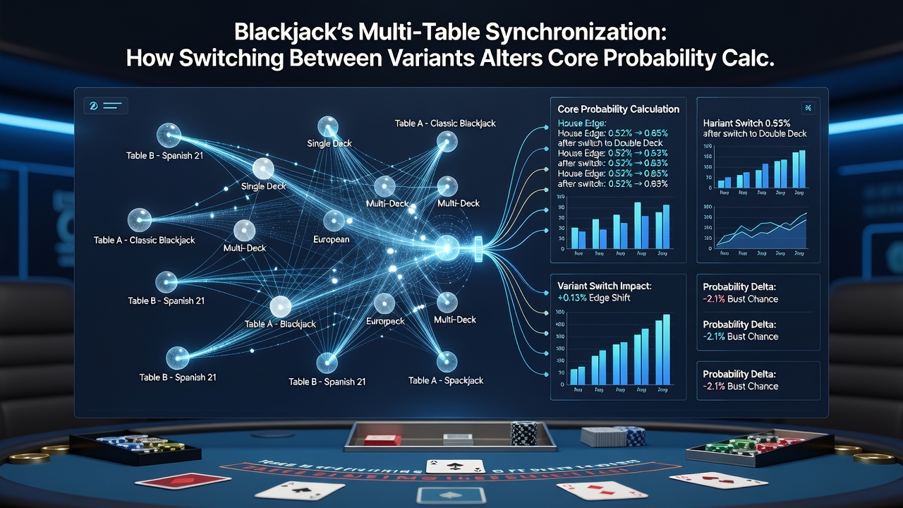Real-time probability dashboards updating as players switch between blackjack variants on synchronized multi-table interfaces