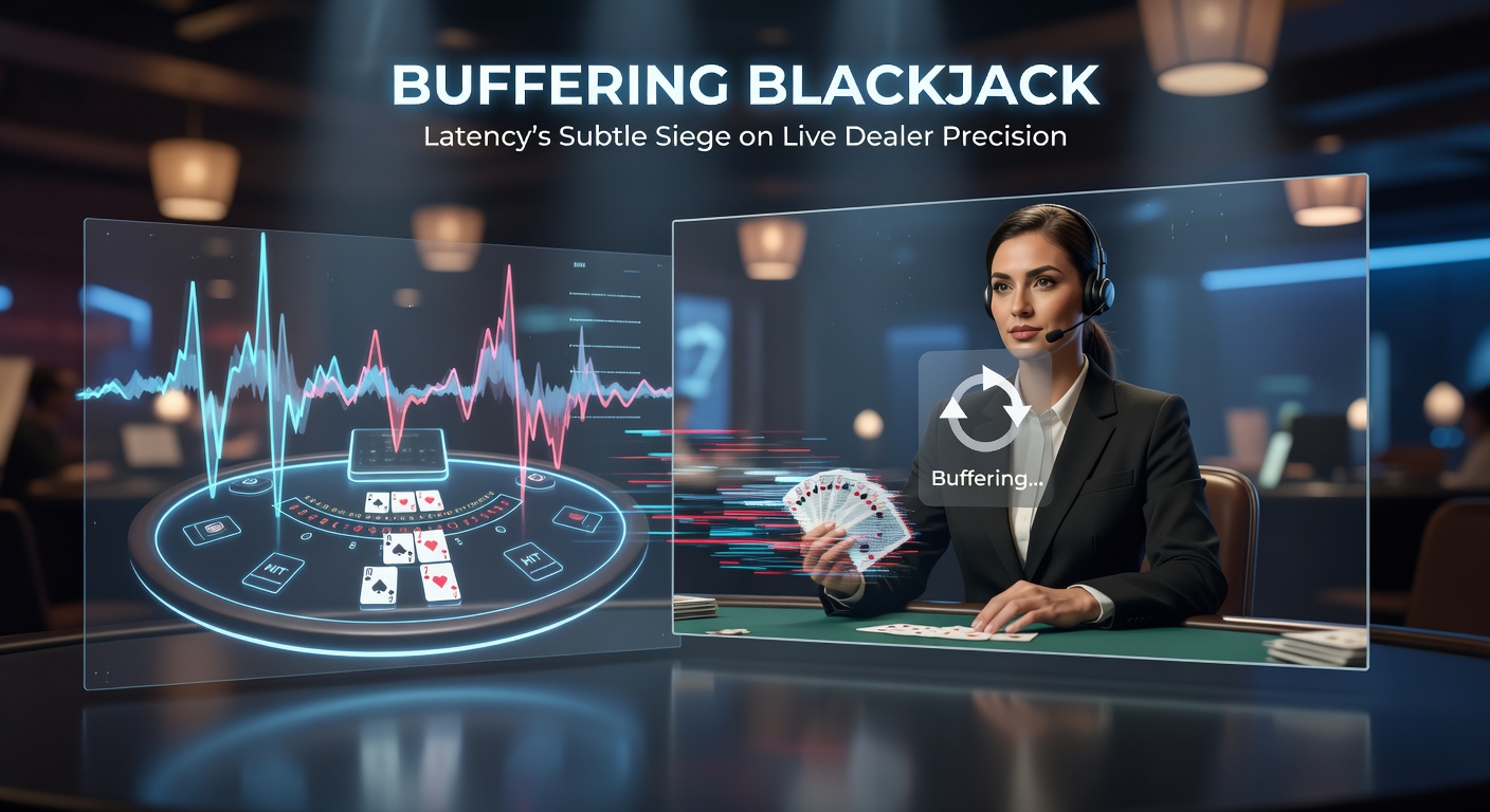 Live dealer blackjack stream showing buffering wheel and delayed card reveal on a digital table