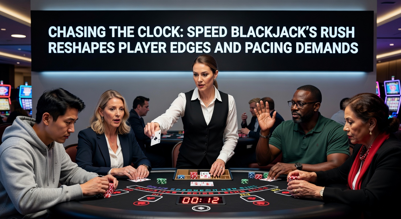 Close-up of a player's screen in Speed Blackjack showing active timer, decision buttons, and unfolding hand outcomes