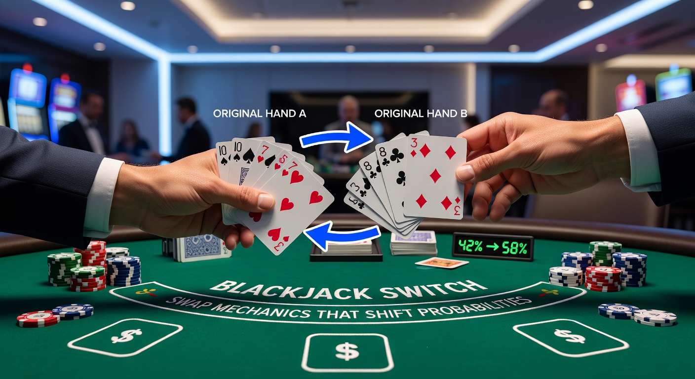 Basic strategy chart excerpt for Blackjack Switch, illustrating swap decisions versus dealer upcards for common hand pairs
