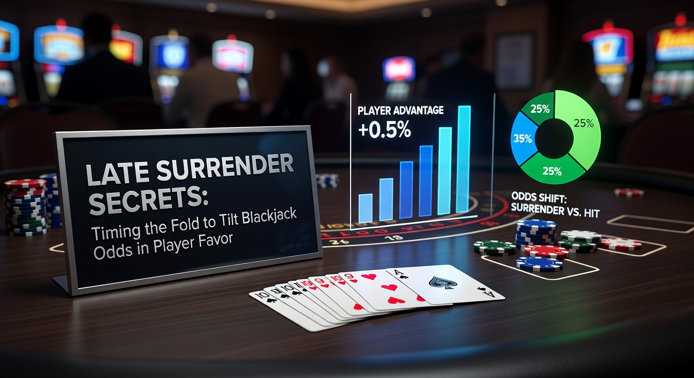 Close-up of a strategy chart detailing surrender plays against various dealer upcards, with highlighted zones for late surrender