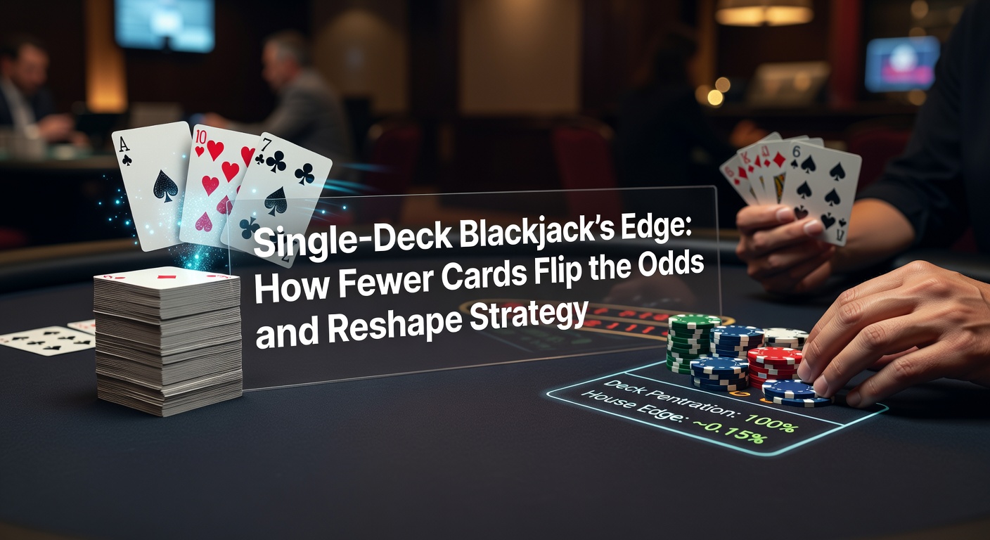 Close-up of a single-deck blackjack shoe and cards on a green felt table, highlighting the simplicity of one-deck play