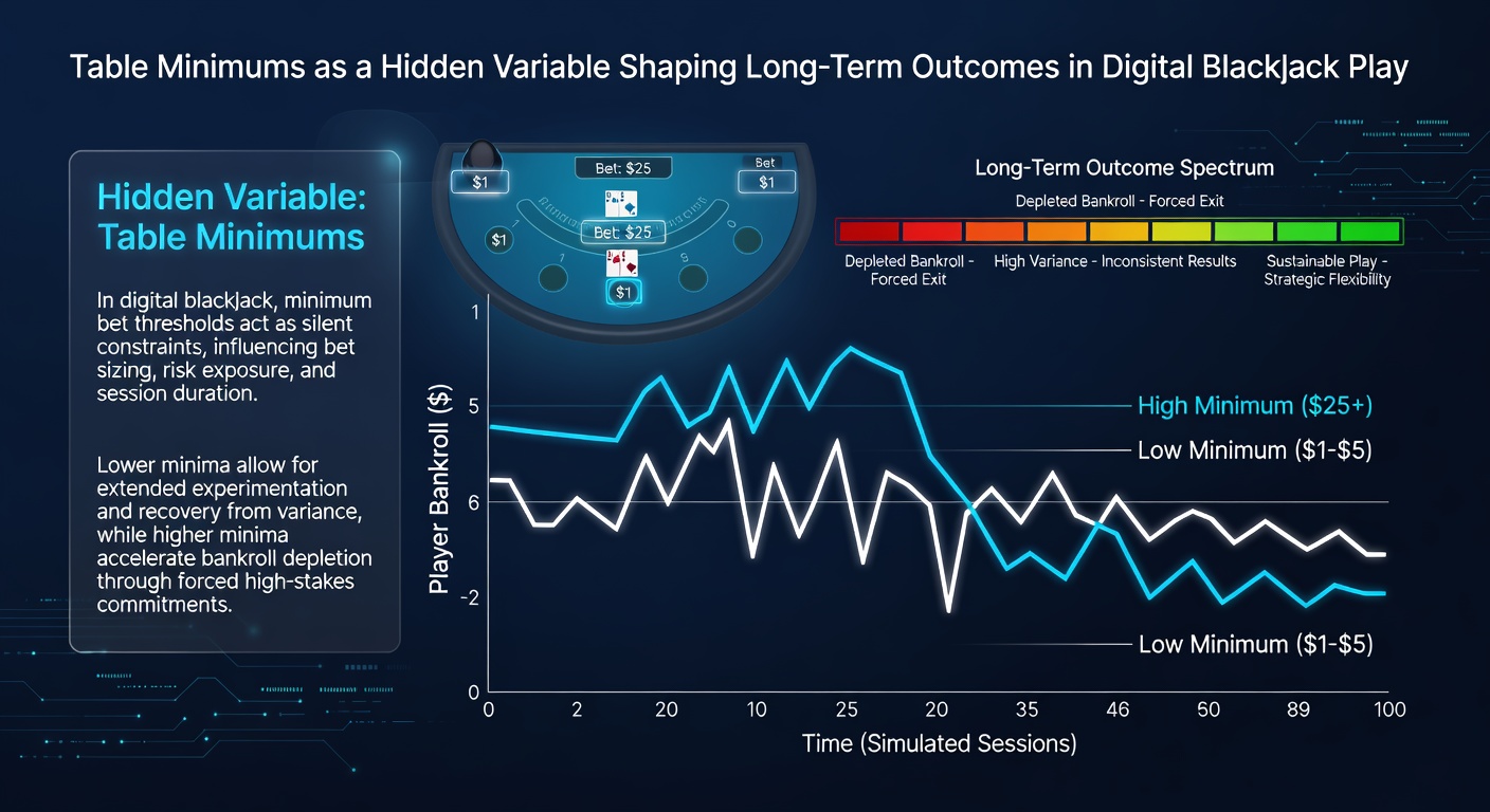 Player analyzing bankroll metrics and session statistics on a digital blackjack dashboard