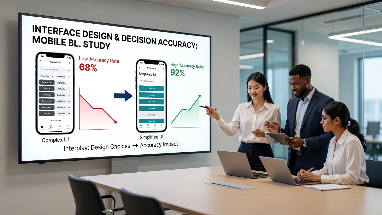 Graph illustrating decision accuracy decline over time in mobile blackjack sessions